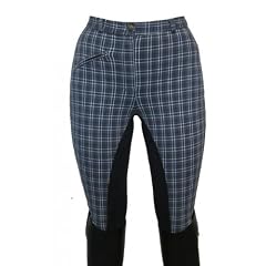 Damen Reithose Vollbesatz Karo navy/weiss