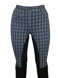 Damen Reithose Vollbesatz Karo navy/weiss