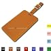 Leather Luggage ID Tag with a Hidden Flap - Business Card Size (color: brown 2)