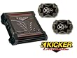 KICKER ZX200.2 200 WATT 2 CHANNEL AMP w/PAIR OF KICKER DS6930 6x9" SPEAKERS