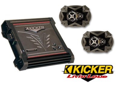 KICKER ZX200.2 200 WATT 2 CHANNEL AMP w/PAIR OF KICKER DS6930 6x9 SPEAKERS