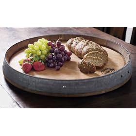 True Fabrications Used Wine Oak Barrel Lazy Susan and Serving Tray (used in wine production 2-5... by Truefabrications