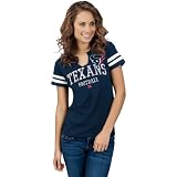 NFL Women's Houston Texans Go For Two Short Sleeve Split Crew Neck Tee (Traditional Navy/White, X-Large)