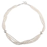 EXP Multi-Strand White Pearl & Sterling Silver Necklace