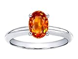 416f0XOuHBL. SL160  1.00 cttw 10K Gold Genuine Orange Sapphire Solitaire Engagement Ring in White Gold Size 4
