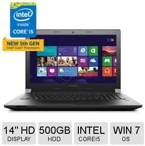 Lenovo B40-80 Notebook PC Core i5 5200U 2.20GHz, 4GB DDR3L , 500GB HDD, 14" HD Display, Windows 7 Professional/ Windows 10 Pro 64-Bit - 80F6008DUS