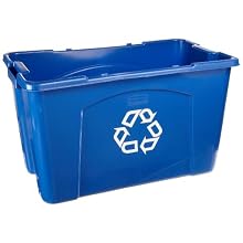Rubbermaid Commercial Polyethylene 18-Gallon Commercial Stacking Recycle Bin, Rectangular, 16.5" Width x 25.75" Depth x 26.5" Height, Blue