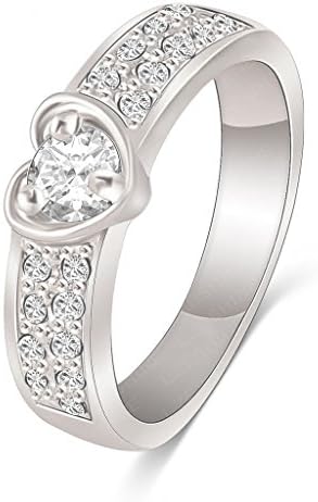 LoveCity Italina Rigant 18K White Gold Plated Heart Austrian Crystal Rings Wedding Gift