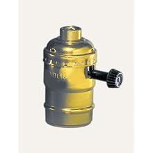 Leviton 10083-16 Medium Base Complete, Aluminum Shell Incandescent Lampholder, Removeable Turn Knob, Single Circuit, 1/8 IPS Tapped Bushing with Set Screw, Brass