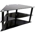 Kaspian Corner Black Glass TV Stand for TVs of up to 42" (  with overhang) with 3 toughened glass shelves