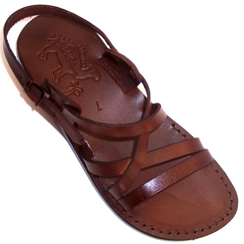 Unisex Adults/Children Genuine Leather Biblical Sandals / Flip flops (Jesus - Yashua) Jesus - Yashua Style II - Holy Land Market Camel Trademark