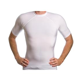 Beach Depot UPF 50+ Men's Short Sleeve Rash Guard Shirt - White