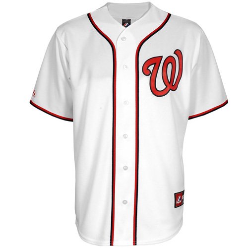 MLB Washington Nationals Youth Short Sleeve 6 Button Synthetic Replica Jersey (White, X-Large)