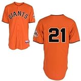 Freddy Sanchez Jerseys San Francisco Giants 21 Sanchez Cool Base Orange Jerseys 2010 World Series Patch (XXXL/56)