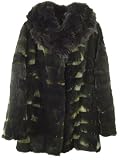 2118 Womens Size 16 Multi Color New Real Sheared Canadian Coyote Fur Classic 3/4 Length Car Coat Big Fox Collar Straight Sleeve Hook Clasp Closure Slash Pocket Poly Lining Inside