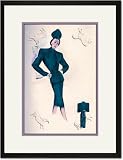 Black Framed/Matted Print 17x23, Blue Cardigan Suit Black Framed/Matted Print 17x23, Blue Cardigan Suit