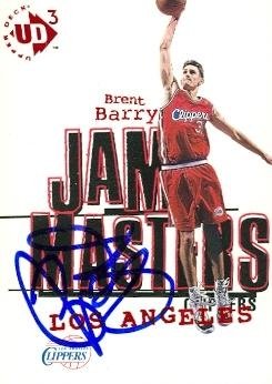 Brent Barry Autographed/Hand Signed Basketball Card (Los Angeles Clippers) 1997 Upper Deck Jam Maste