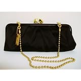 Coach Handbag - Amanda Black Satin Darcy Clutch Kisslock Bag 13598
