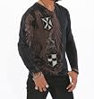 Doctrine Apparel Long Sleeve Slayer Eagle Crest Embroidered Shields V Neck Medium - XL