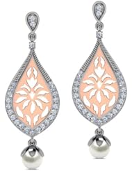 Diamond (0.43 Ct, IJ-SI), 18 Kt White & Rose Grace Drop Earrings