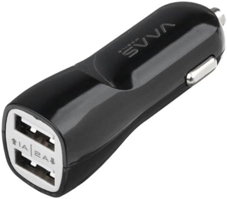 Vaas Mobile 15-Watt 2.1A + 1.0A (3.1A Max) Dual Port USB Car Charger for Android &amp; Apple Devices - VMDPC21 (15W 3.1A Dual Port USB Car Charger, Black)