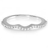 14k White Gold Round Diamond Ladies Anniversary Wedding Band Guard Ring 1/5 CT (0.20 cttw, G-H Color, I1-I2 Clarity)