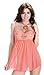 Sheer empire waist chemise with lace top and adjustable shoulder straps. Matching thong - Sensual Mystique