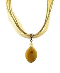 Necklace - N62 - Genuine Semi Precious Gemstone on Five-Strand Organza and Cotton Cord + 2" Extension Chain - Oval Shape ~ Tri Color Jade (II)
