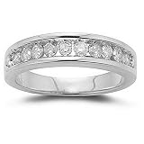 10k White Gold Diamond Channel Set Band (1/4 cttw, I-J Color, I2-I3 Clarity), Size 7