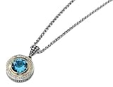 Blue Topaz Gemstone Pendant 4.92 Carat (ctw) in Sterling Silver with 14K Gold Accents