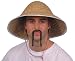 CHINESE ORIENTAL COOLIE HAT & CHINA MAN MOUSTACHE FANCY DRESS COSTUME SET ASIAN STRAW HAT