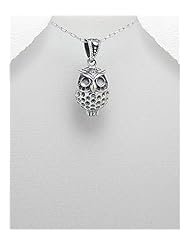 Owl Pendant Necklace In 92.5 Sterling Silver