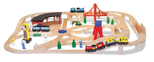 Melissa & Doug Deluxe Wooden Railway Set
