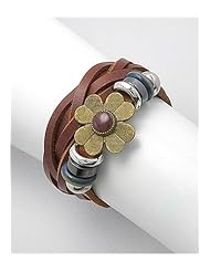 Flower Leather Bracelet In Copper