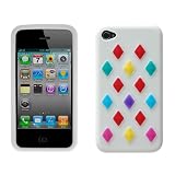 WHITE APPLE IPHONE LOZENGE SILICONE CASE FOR 4 4G UK