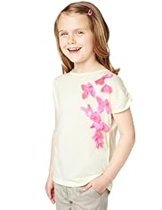 Autograph Pure Cotton Fluro Butterfly & Floral Appliqué T-Shirt