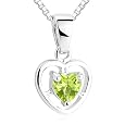 Heart Cut Peridot Pendant Necklace Sterling Silver