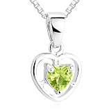 Heart Cut Peridot Pendant Necklace Sterling Silver