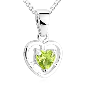 Heart Cut Peridot Pendant Necklace Sterling Silver