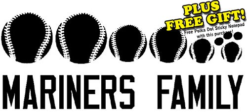 Mariners Baseball Family Vinyl Wall / Car Decal Stickers + with Free Polka Dot Sticky Notepad