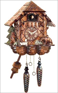 Black Forest Chalet Cuckoo Carved Bears