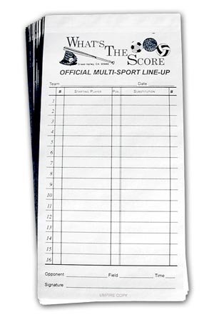 Pack of 24 Loucks Baseball and Softball Line-Up Pages for Loucks Scorebook