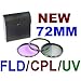 New 72mm Photographic Lighting 3pc Filter Kit (UV, FLD, CPL) For Any 72mm Lens