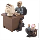 Desktop Dying Skeletal Office Worker Computer Figurine