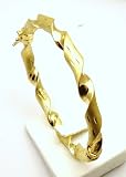Ladies Heavyweight Gold Plated Sterling Silver Brushed & Polished Designer Bangle. Comes in a Quality Gift Case for that Special Gift