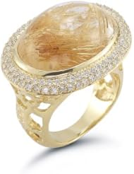 I. Reiss 14K Gold Rutilated Quartz Cocktail Ring.