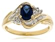 10k Yellow Gold Lab-Created Sapphire Ring w/ Diamond Accent, Size 7