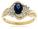 10k Yellow Gold Lab-Created Sapphire Ring w/ Diamond Accent, Size 7