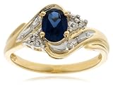 10k Yellow Gold Lab-Created Sapphire Ring w/ Diamond Accent, Size 7