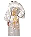 Mens Robe Chinese Dragon Pattern Kimono Bathrobe with Waistband